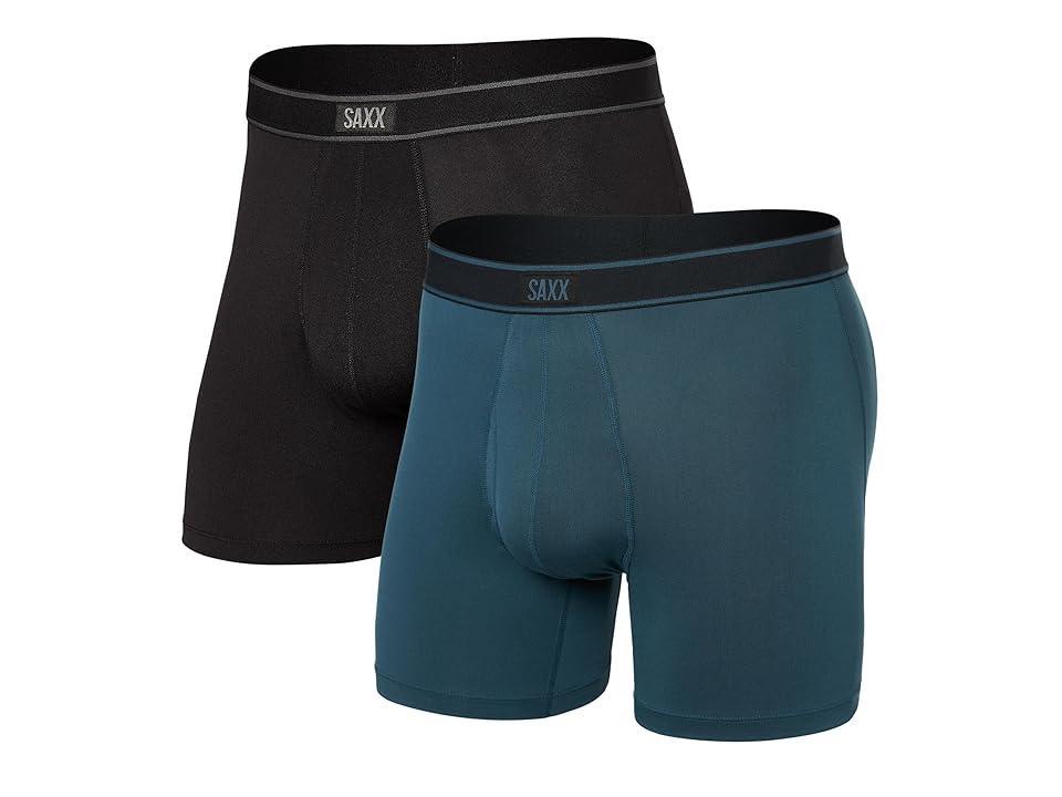 SAXX UNDERWEAR Daytripper Boxer Brief Fly 2-Pack (Storm/Black) Men's Underwear Product Image