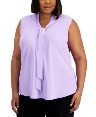 Plus Size Tie-Neck Blouse  Product Image