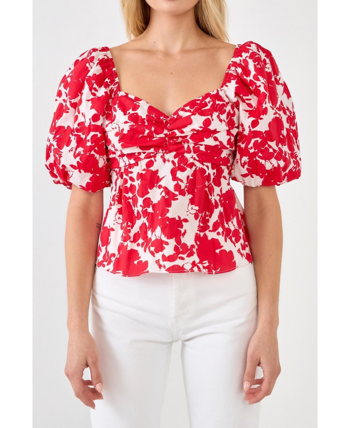 Free the Roses Womens Floral Tied Back Top Product Image