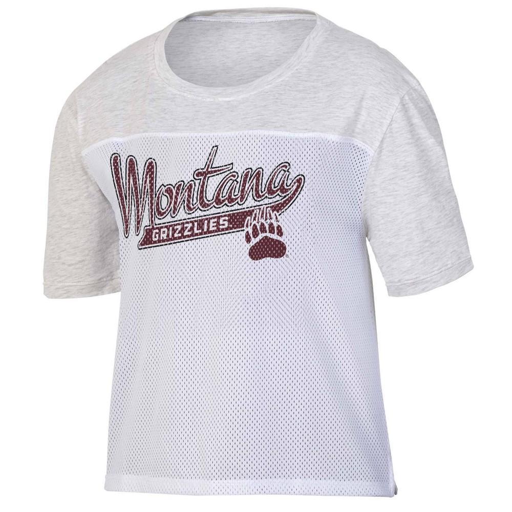 NCAA Montana Grizzlies Womens White Mesh Yoke T-Shirt Product Image