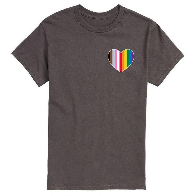 Mens LGBTQ Flag Heart Tee Grey Product Image