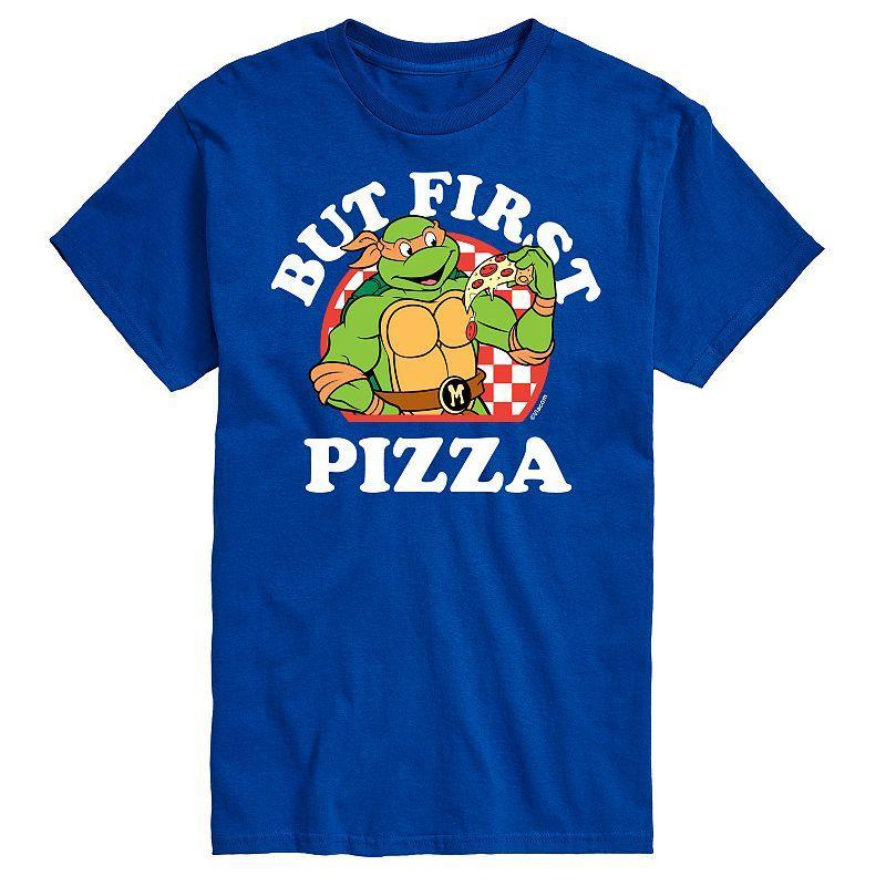 Big & Tall TMNT First Pizza Graphic Tee, Mens Med Blue Product Image