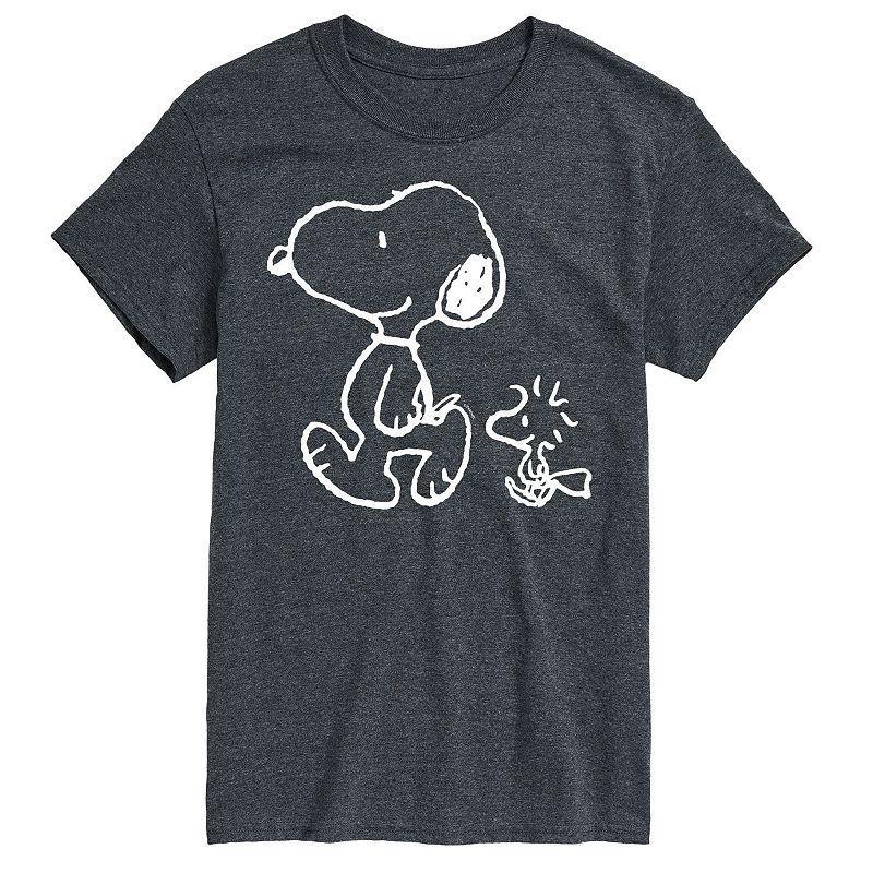 Big & Tall Peanuts Snoopy Woodstock Walk Graphic Tee, Mens Grey Product Image