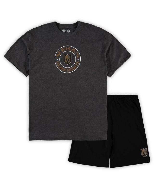 Mens Concepts Sport Black/Heathered Charcoal Vegas Golden Knights Big & Tall T-Shirt & Shorts Sleep Set Product Image