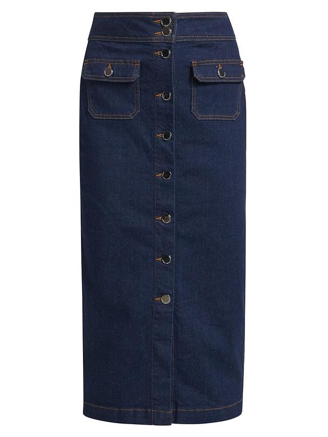 Womens Jewel Denim Button-Up Midi-Skirt Product Image