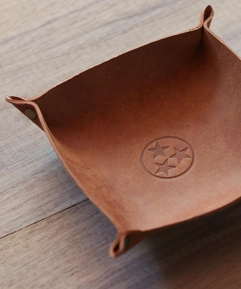 Cognac Leather Catch All Tray Product Image