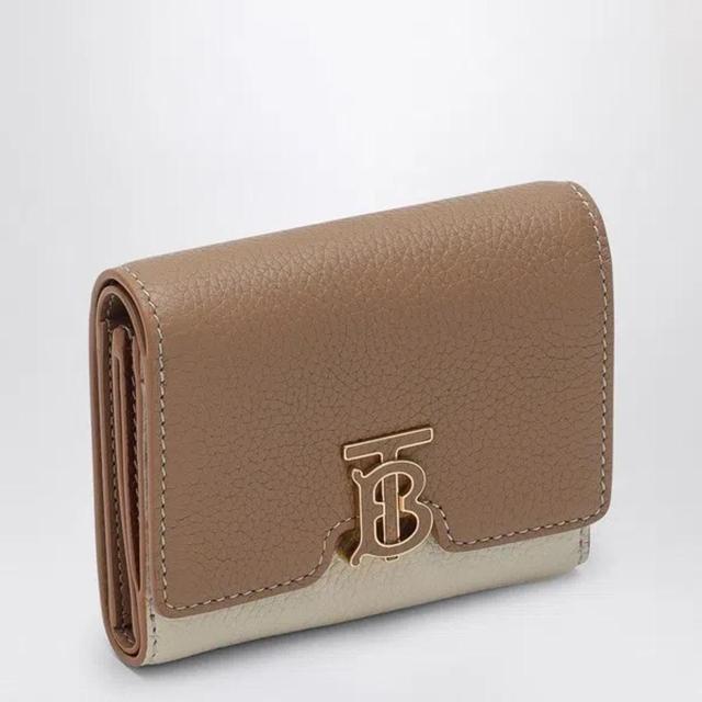 BURBERRY Mini Trifold Leather Wallet In Tan Product Image