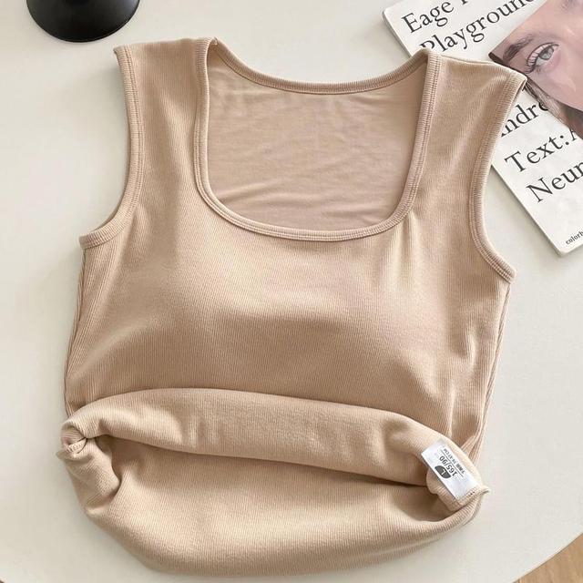 Scoop Neck Plain Padded Tank Top Product Image