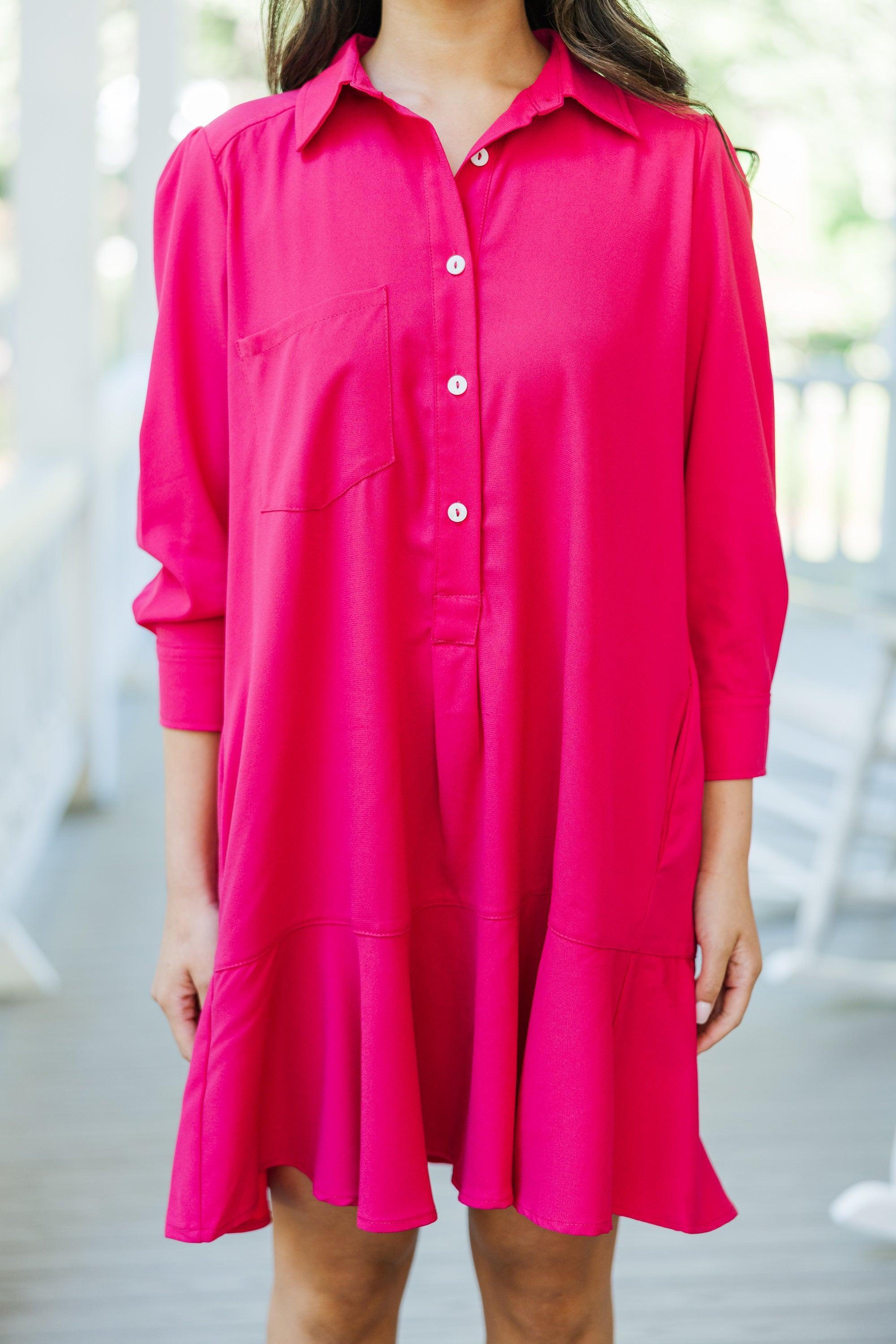 Share Your Story Fuchsia Pink Shirt Dress Female Product Image