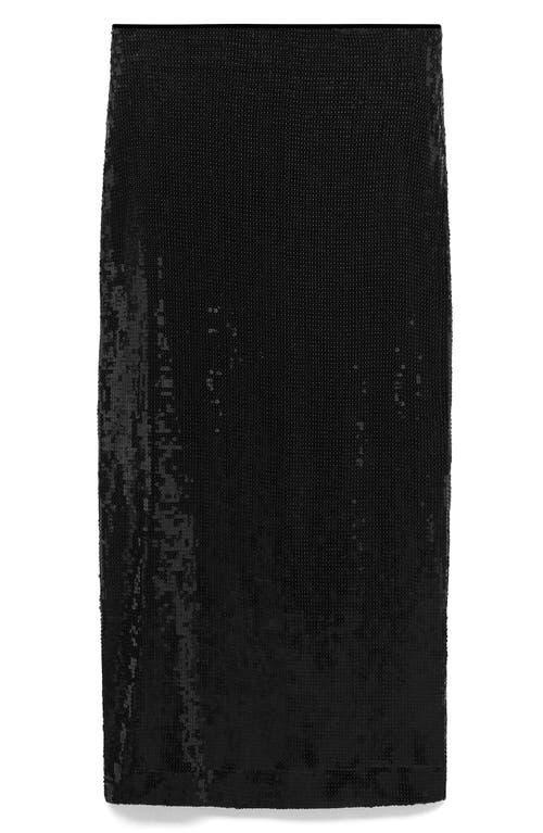 MANGO - Sequin midi skirt blackWomen product image