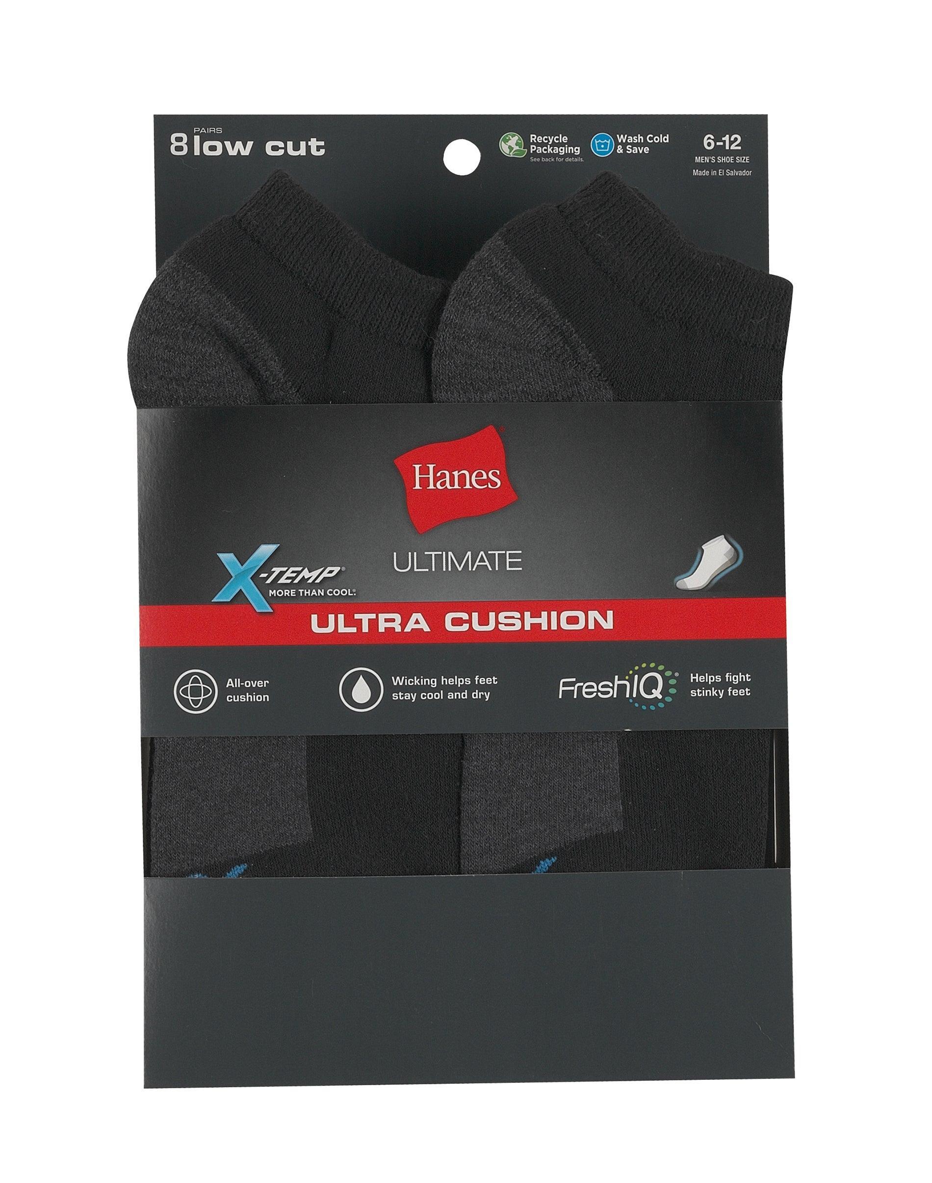 Hanes Ultimate Mens Ultra Cushion Low Cut Socks, 8-Pairs White 6-12 Product Image