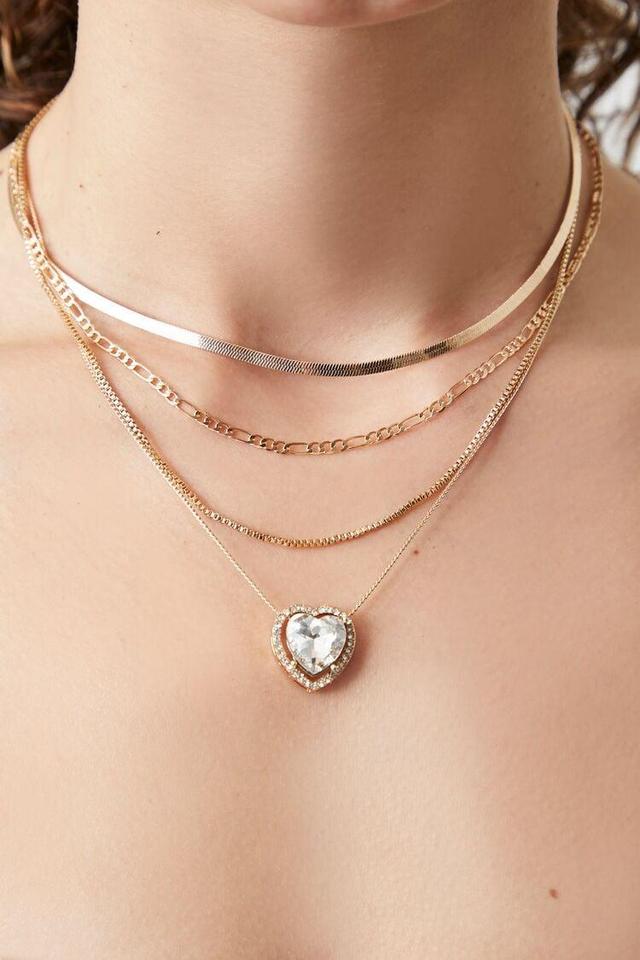 Layered Faux Gem Heart Necklace | Forever 21 Product Image