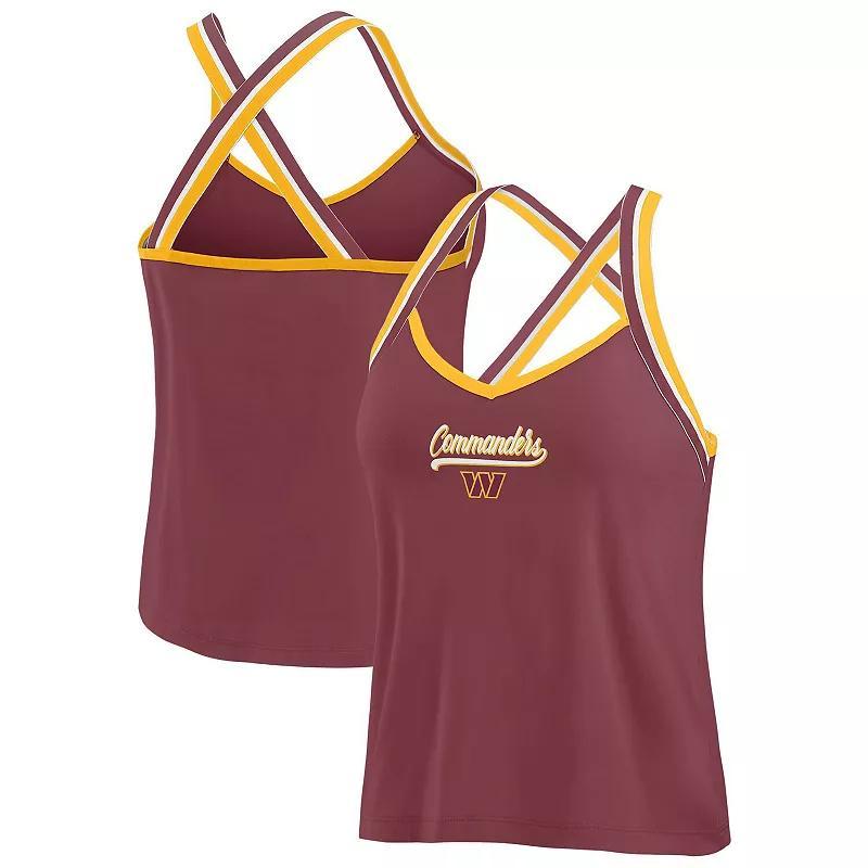 Womens WEAR by Erin Andrews Burgundy Washington Commanders Cross Strap Tri-Blend Tank Top Product Image