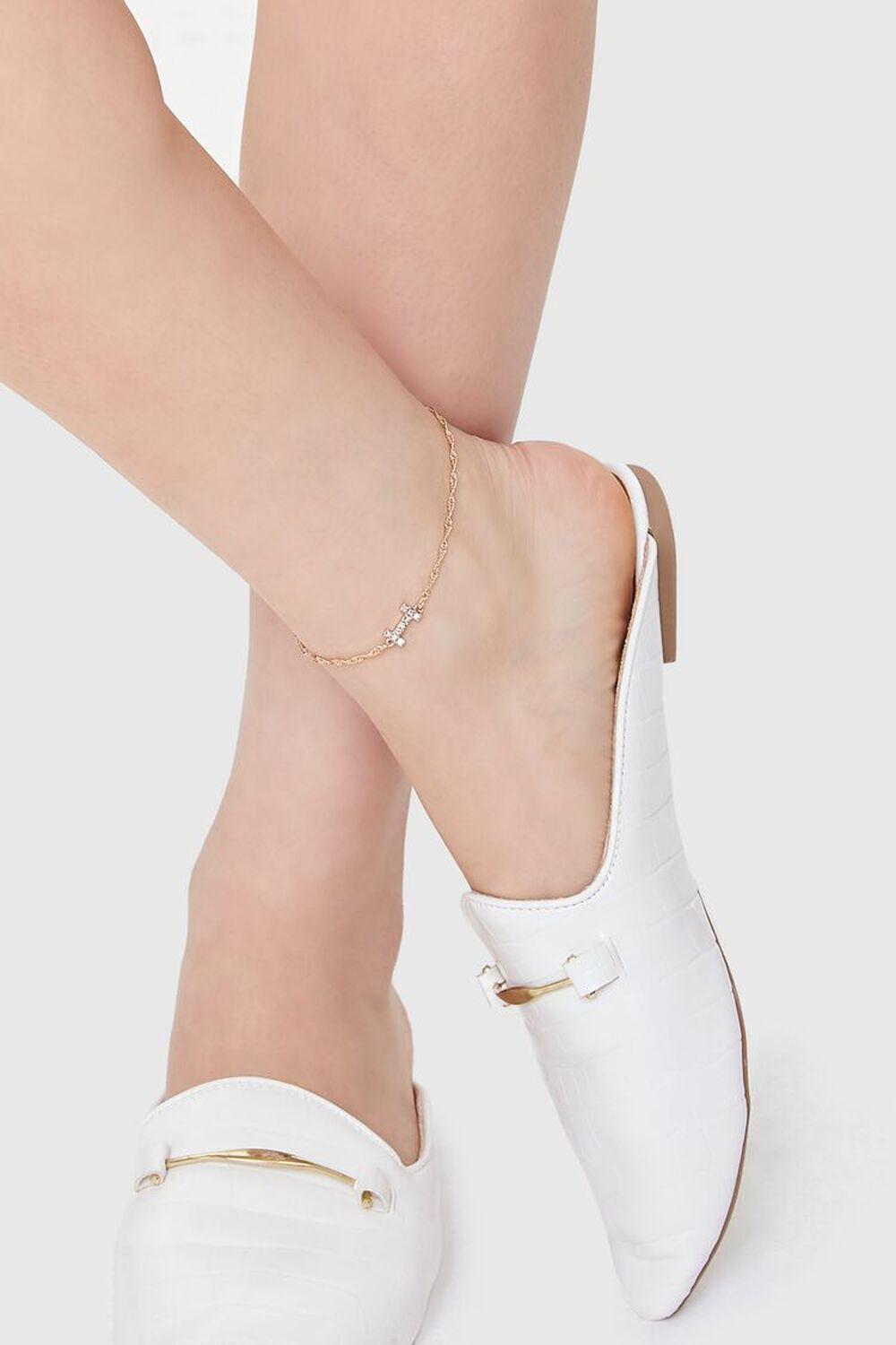 Rhinestone Initial Charm Anklet | Forever 21 Product Image