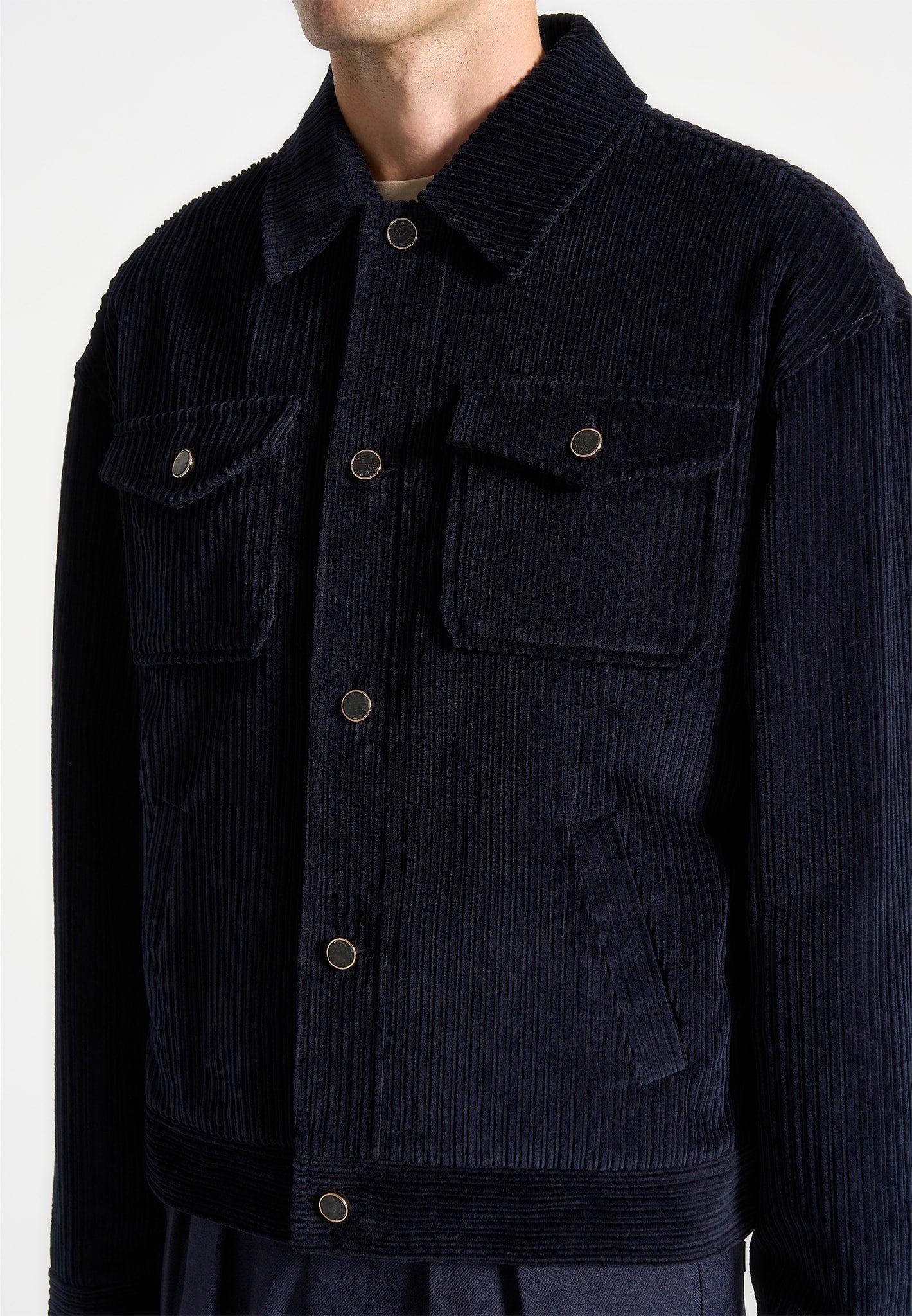 Corduroy Trucker Jacket - Navy Male Product Image