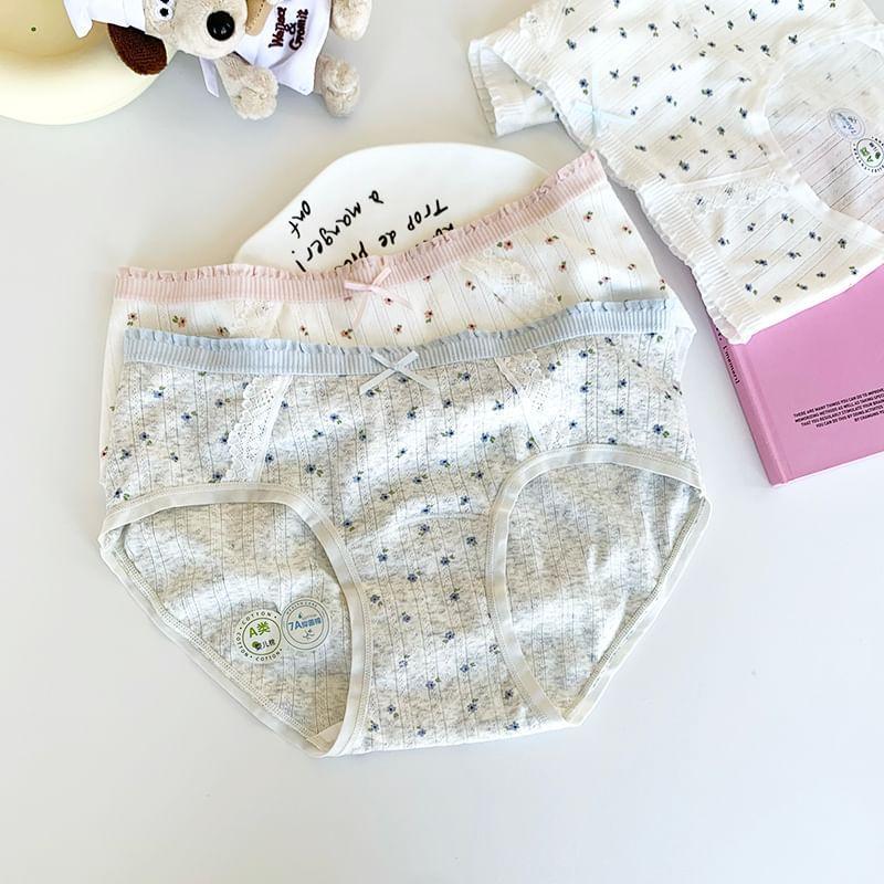 Floral Bow Lace Trim Panty / Set Product Image