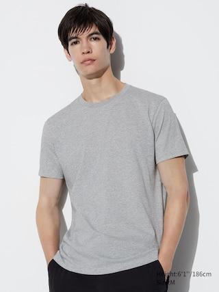 Mens Dry Crew Neck Short-Sleeve Color T-Shirt with Quick-Drying Gray 3XL UNIQLO US Product Image