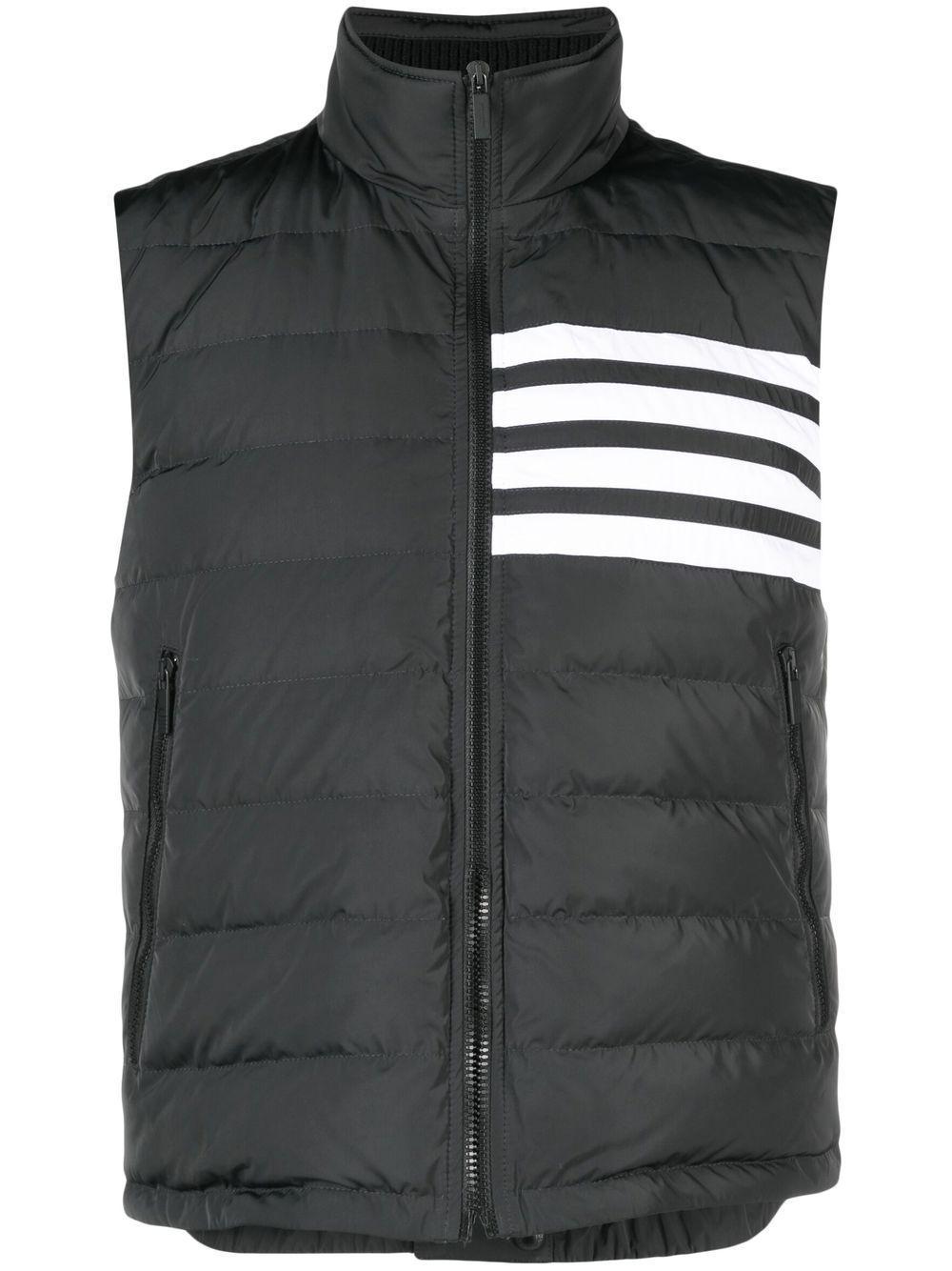 THOM BROWNE Stripe-detail Padded Gilet In Grey Product Image