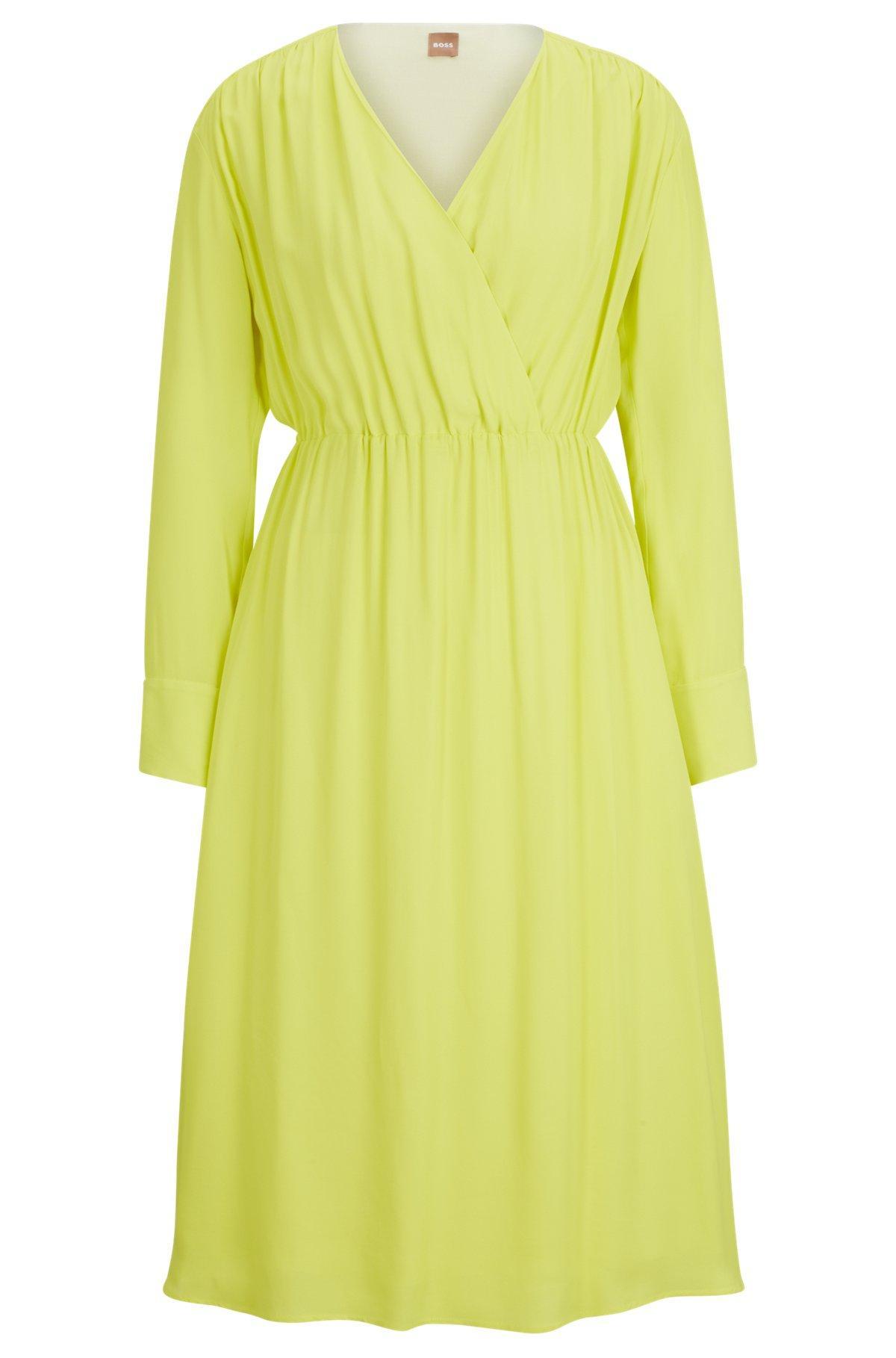 Regular-fit dress with wrap front and button cuffs Product Image