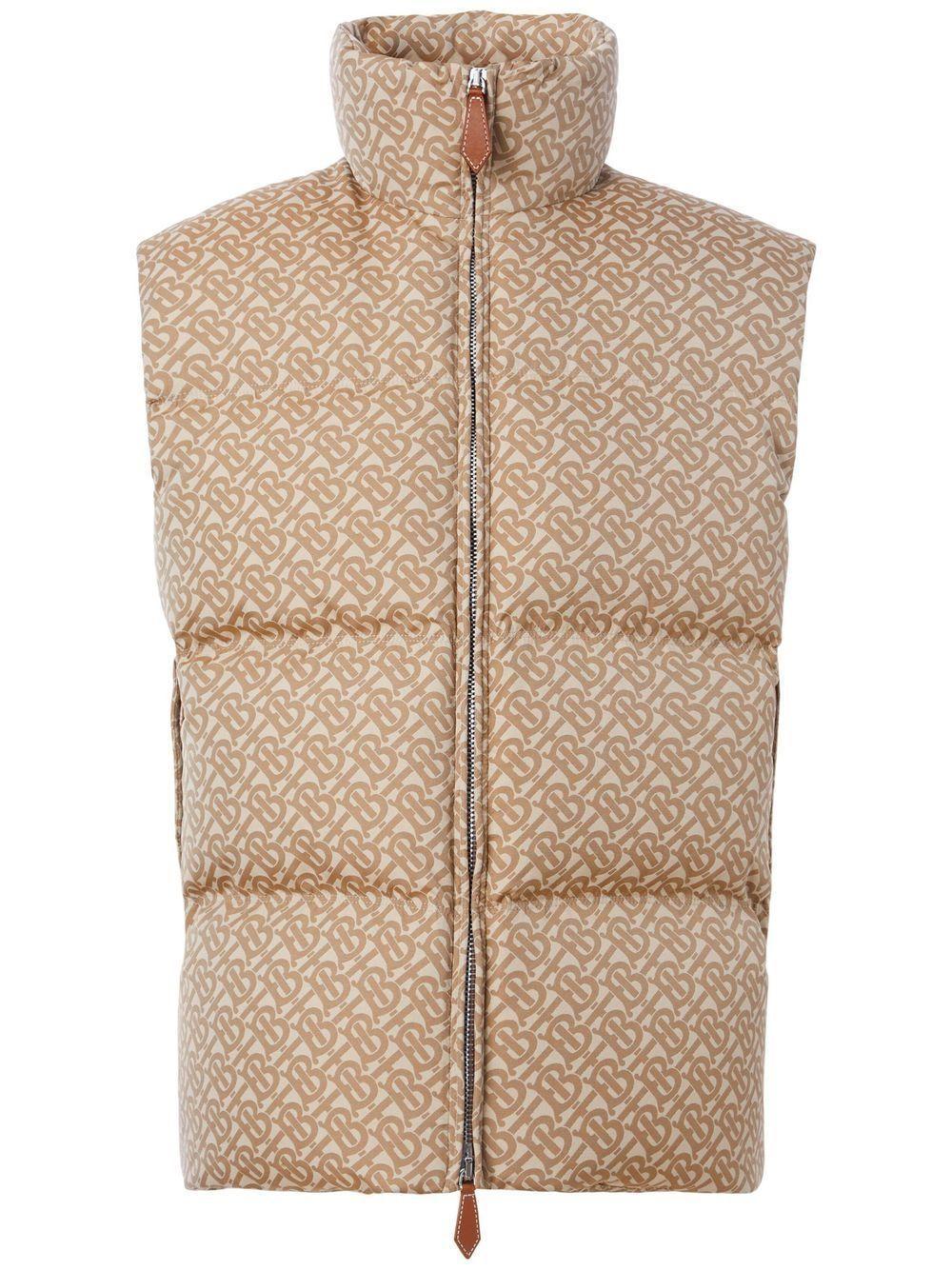 BURBERRY Monogram-print Puffer Gilet In Neutrals Product Image