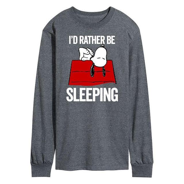 Mens Peanuts Still Sleeping Long Sleeve Graphic Tee Grey Product Image