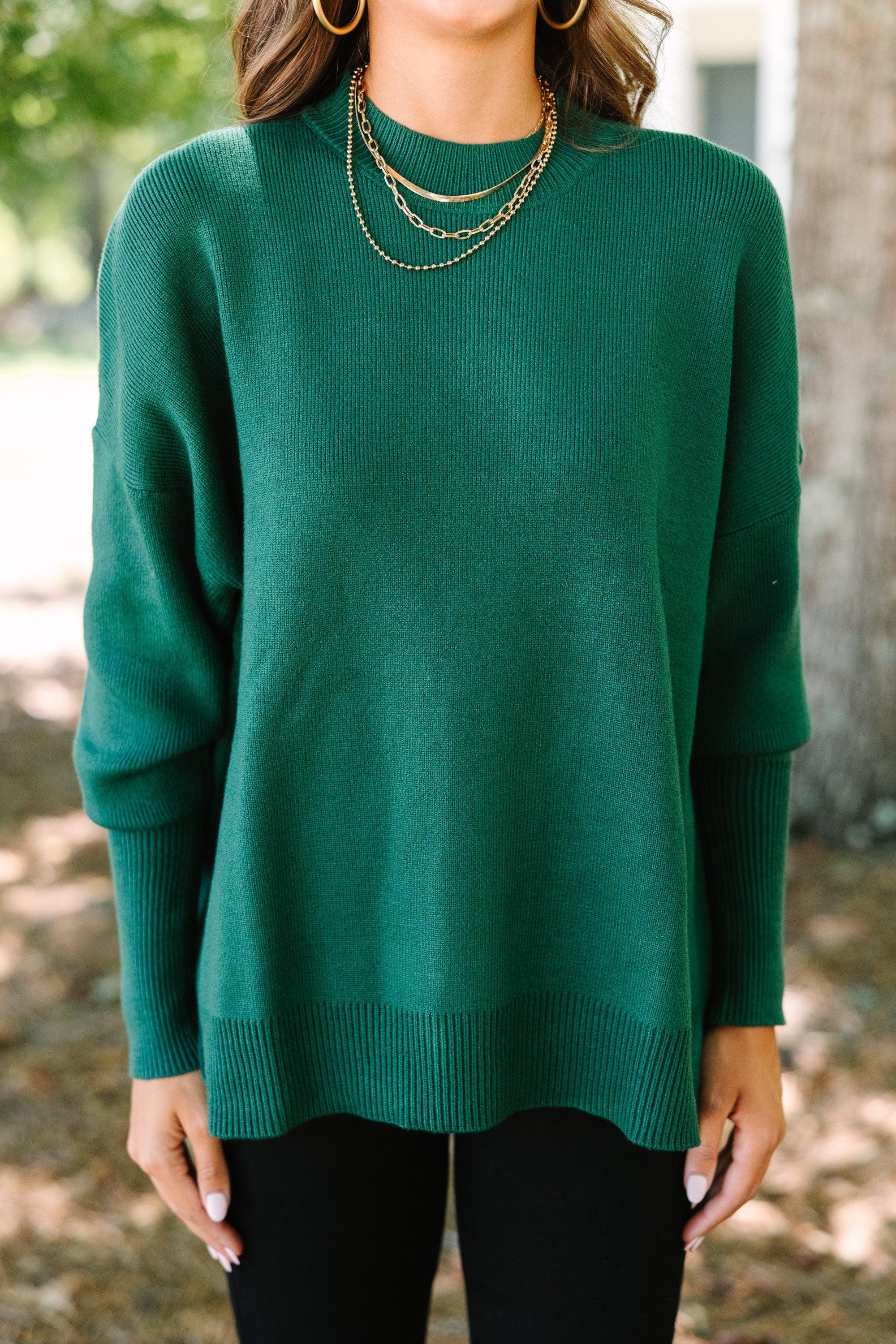 Perfectly You Emerald Green Mock Neck Sweater Female Product Image