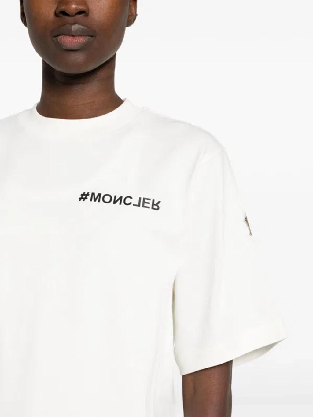 MONCLER Logo Cotton T-shirt In White Product Image