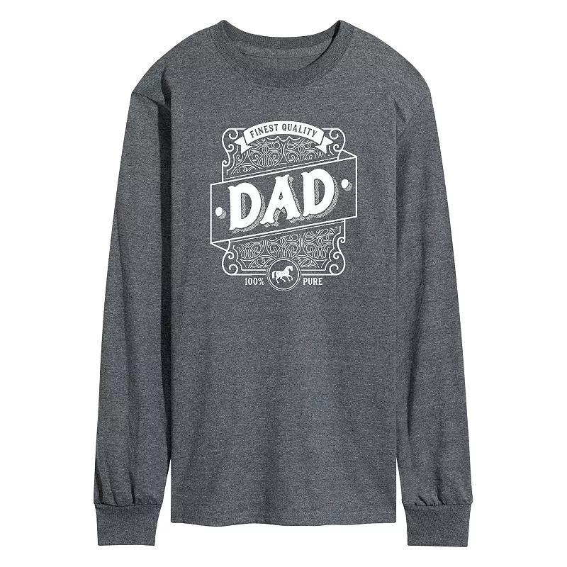 Mens Dad Liquor Label Long Sleeve Graphic Tee Blue Product Image