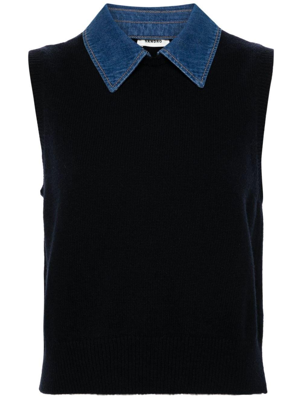 detachable-collar knitted top  product image