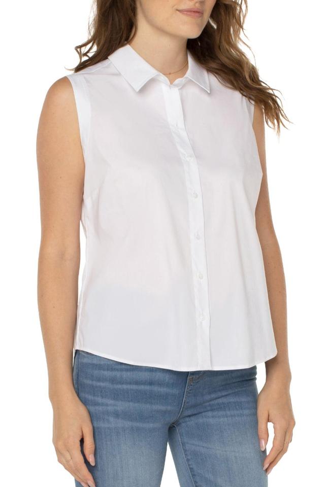 Sleeveless Button Front Shirt Female Product Image