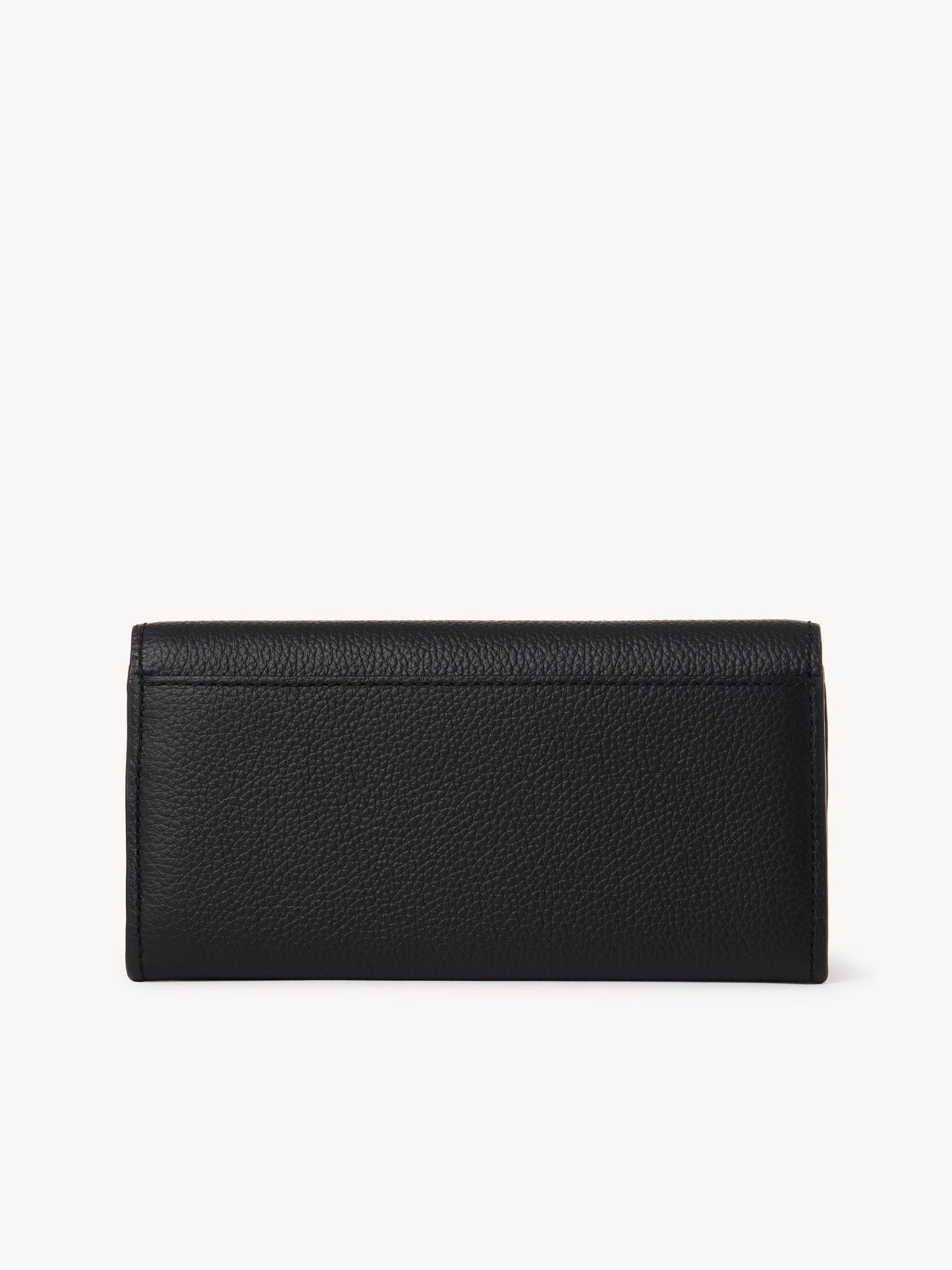 Marcie long wallet with flap in grained leather Product Image