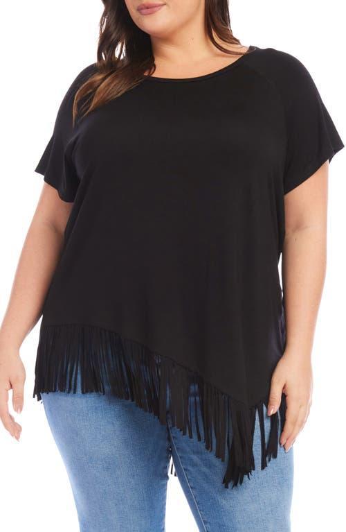 Karen Kane Angled Fringe Top in Navy at Nordstrom, Size 1X Product Image