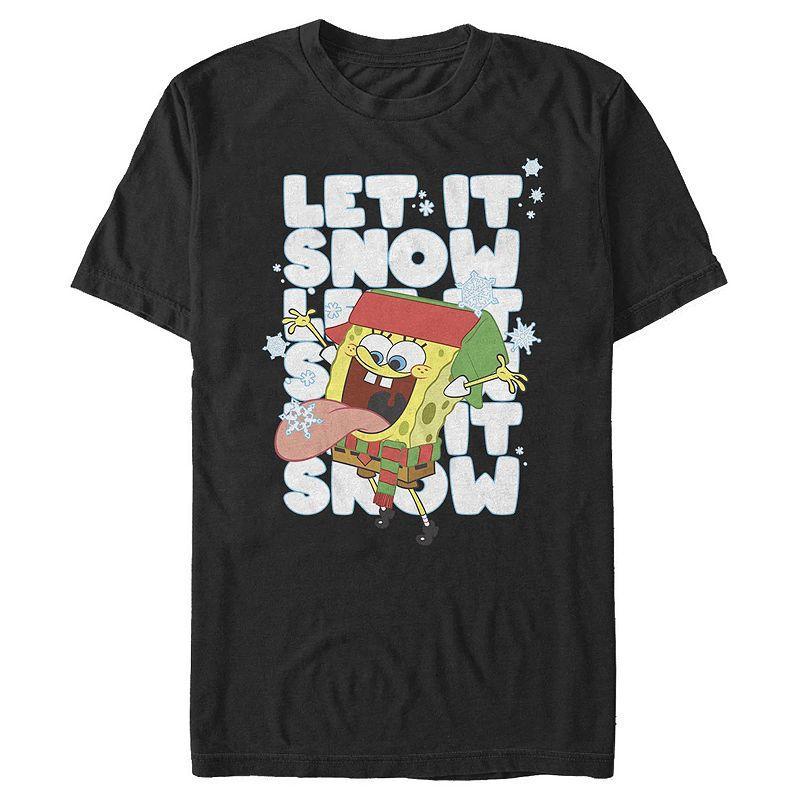 Mens Spongebob Squarepants Let It Snow Tee Grey Heather Product Image