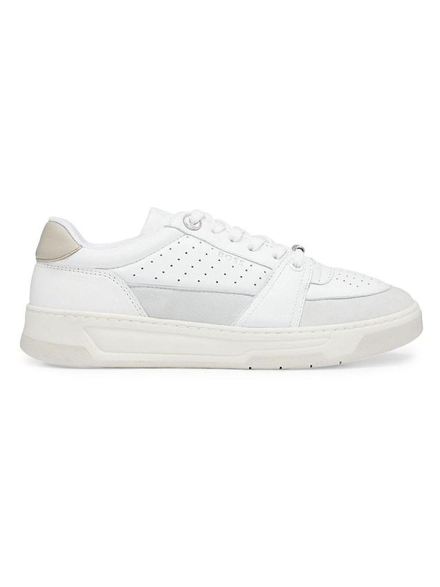 Womens Leather Trainers with Suede Trims and Perforations Product Image
