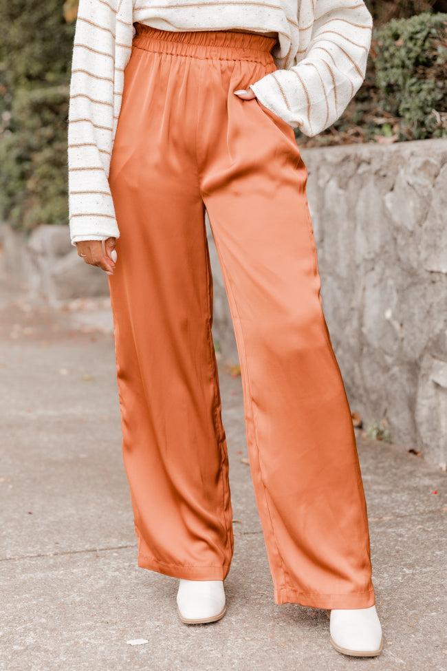 Must Be Nice Rust Smocked Waist Pants FINAL SALE Product Image