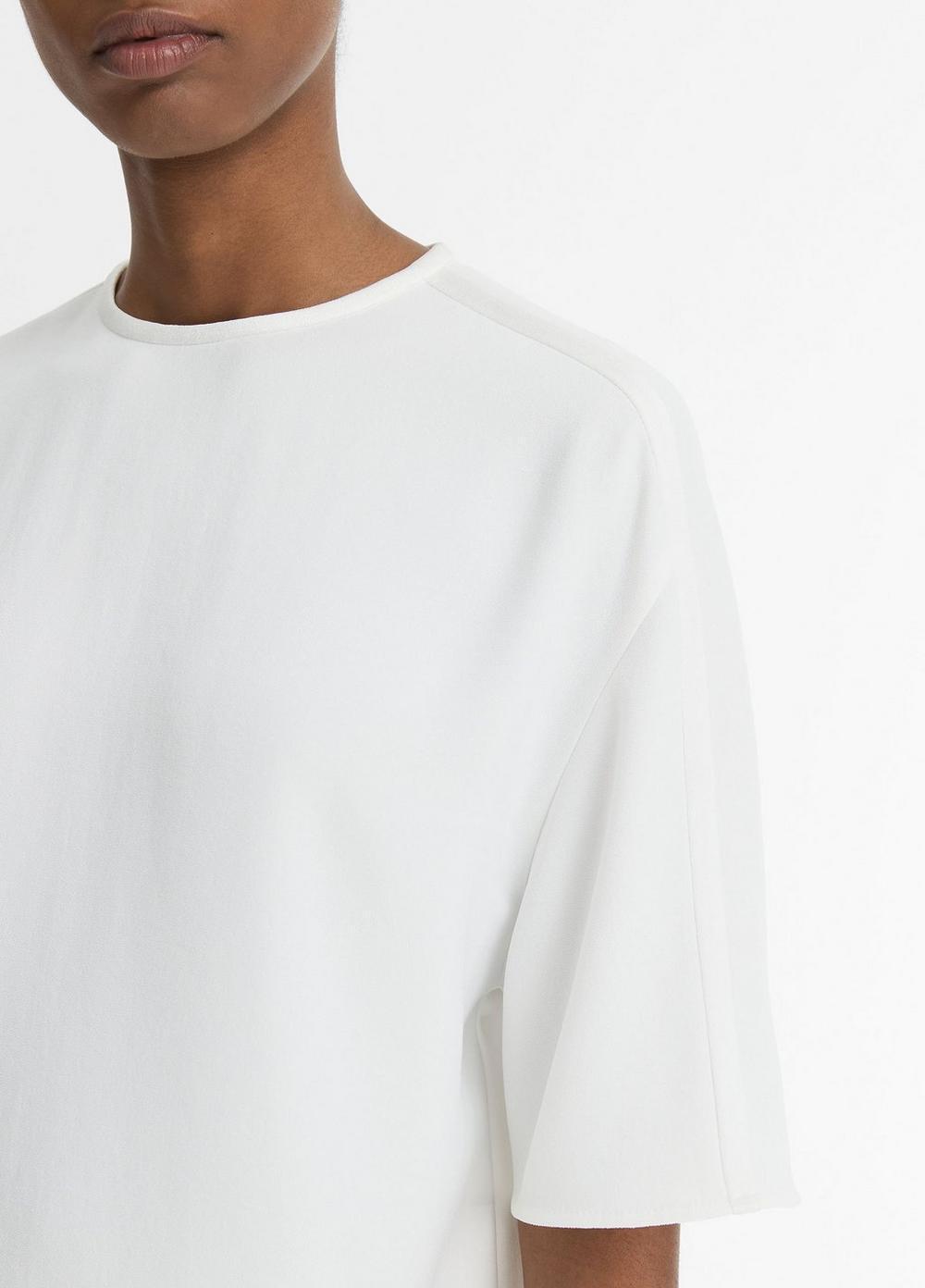 Womens Satin-Trimmed Crepe T-Shirt, Off White, Size XXS Vince Product Image