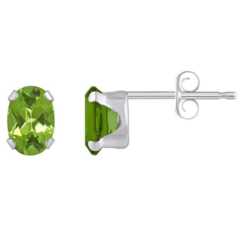 Celebration Gems 10k Gold Oval Peridot Stud Earrings, Womens, White Product Image