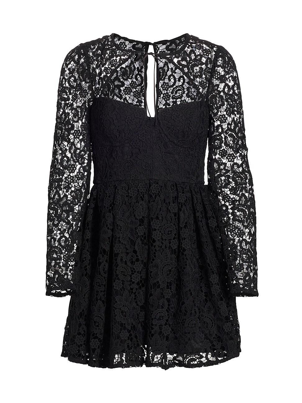 Womens Lace Tie-Neck Minidress Product Image