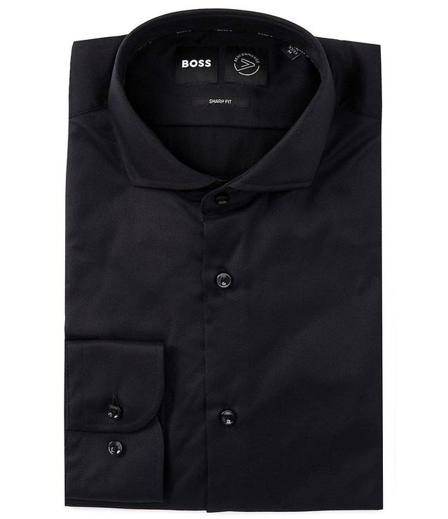 Hugo Boss Performance Sharp Fit Spread Collar Solid Dress Shirt Product Image