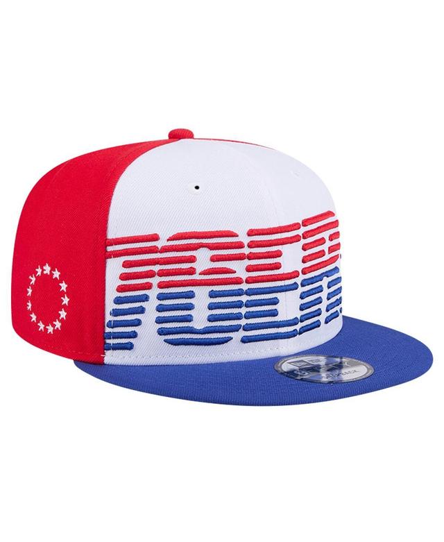 Mens New Era White/Royal Philadelphia 76ers Throwback Gradient Tech Font 9FIFTY Snapback Hat Product Image