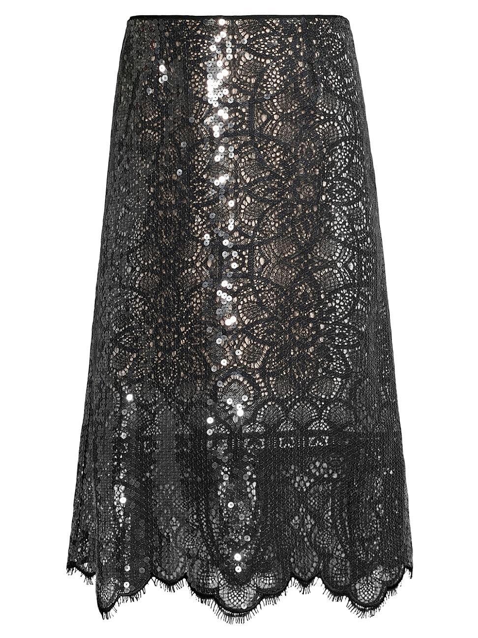 Womens Mackenzie Sequined Lace Midi-Skirt Product Image