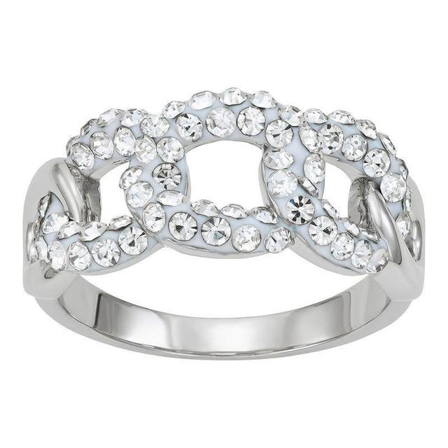 Chrystina Fine Silver Plate White Crystal Link Ring, Womens Silver Tone White Product Image