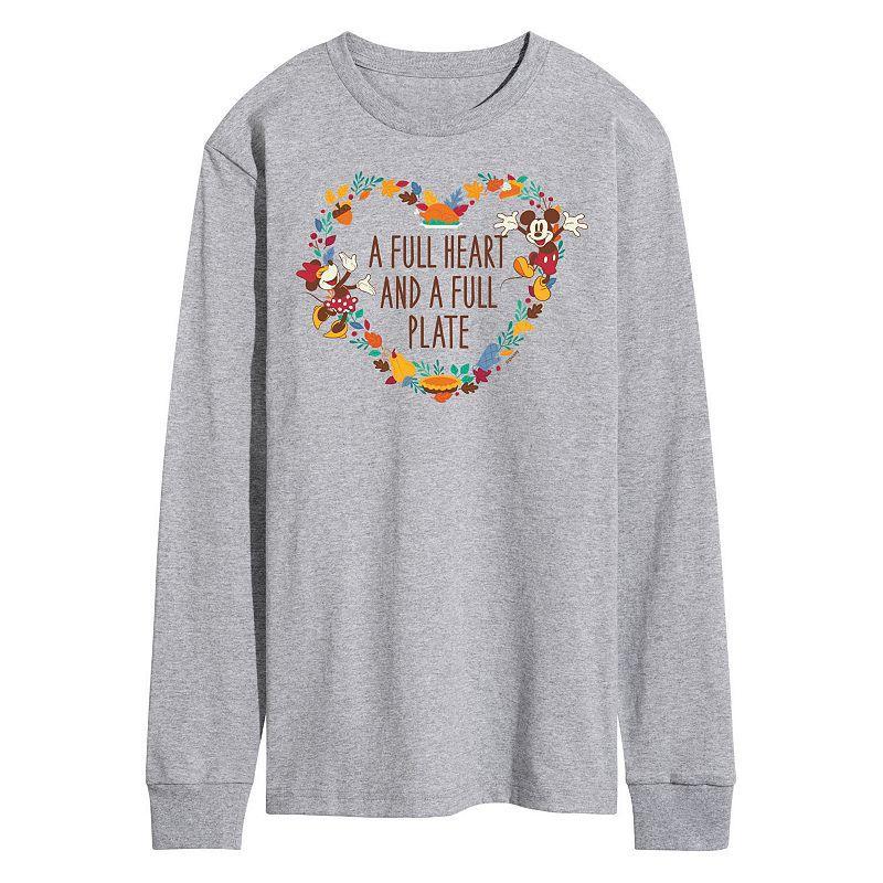 Disneys Mickey & Minnie Mouse Mens A Full Heart And A Full Plate Long Sleeve Graphic Tee Product Image