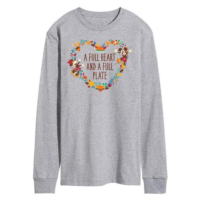 Disneys Mickey & Minnie Mouse Mens A Full Heart And A Full Plate Long Sleeve Graphic Tee Product Image