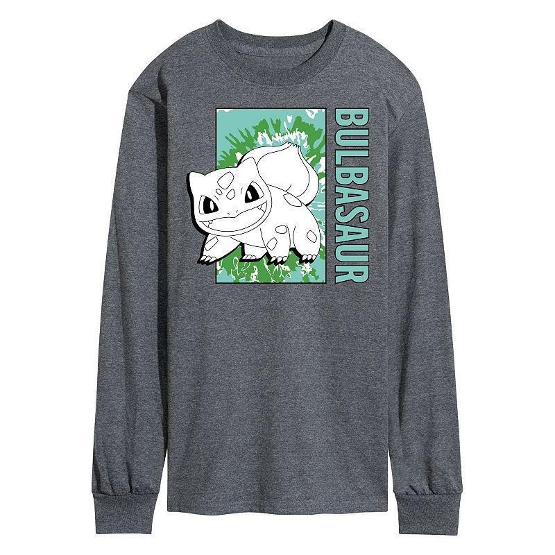 Mens Pokmon Tie Dye Bulbasaur Long Sleeve Graphic Tee Grey Gray Product Image