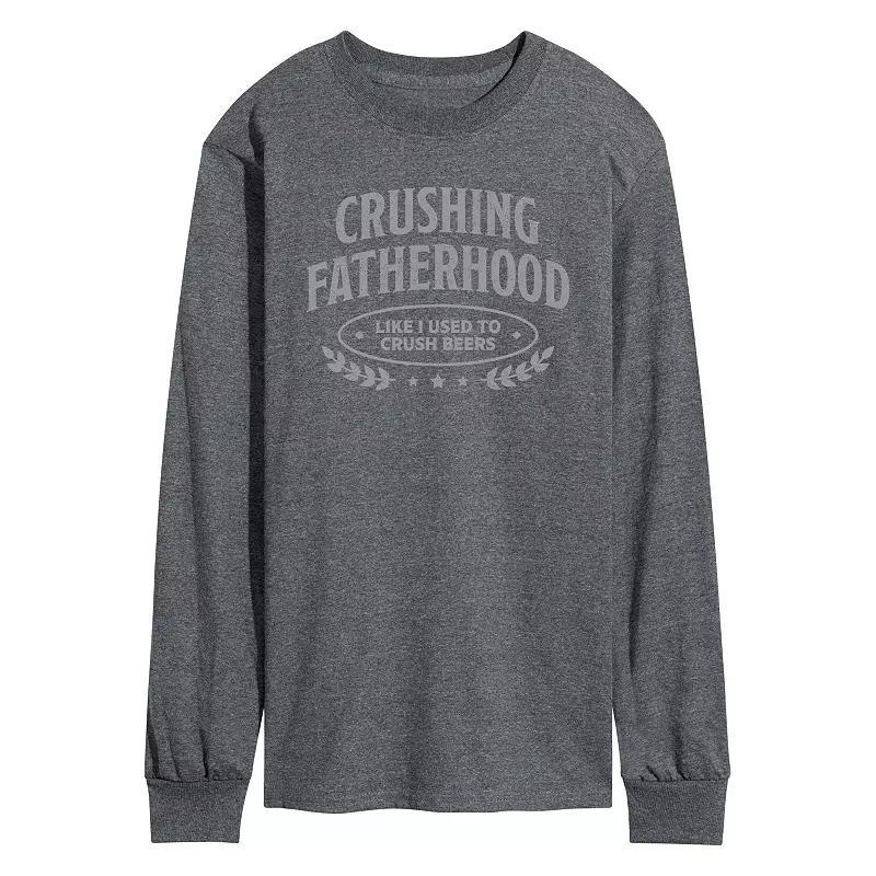 Mens Crushing Fatherhood Long Sleeve Graphic Tee Blue Product Image