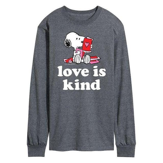 Mens Peanuts Love Is Kind Long Sleeve Tee Grey Product Image