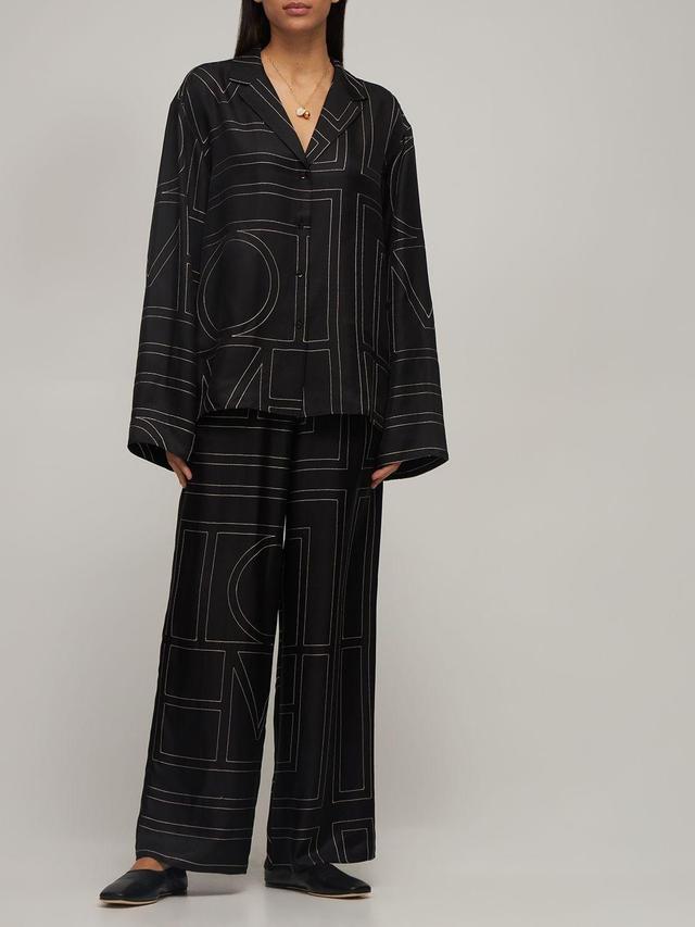 Toteme Silk Twill Pajama Shirt In Black Product Image