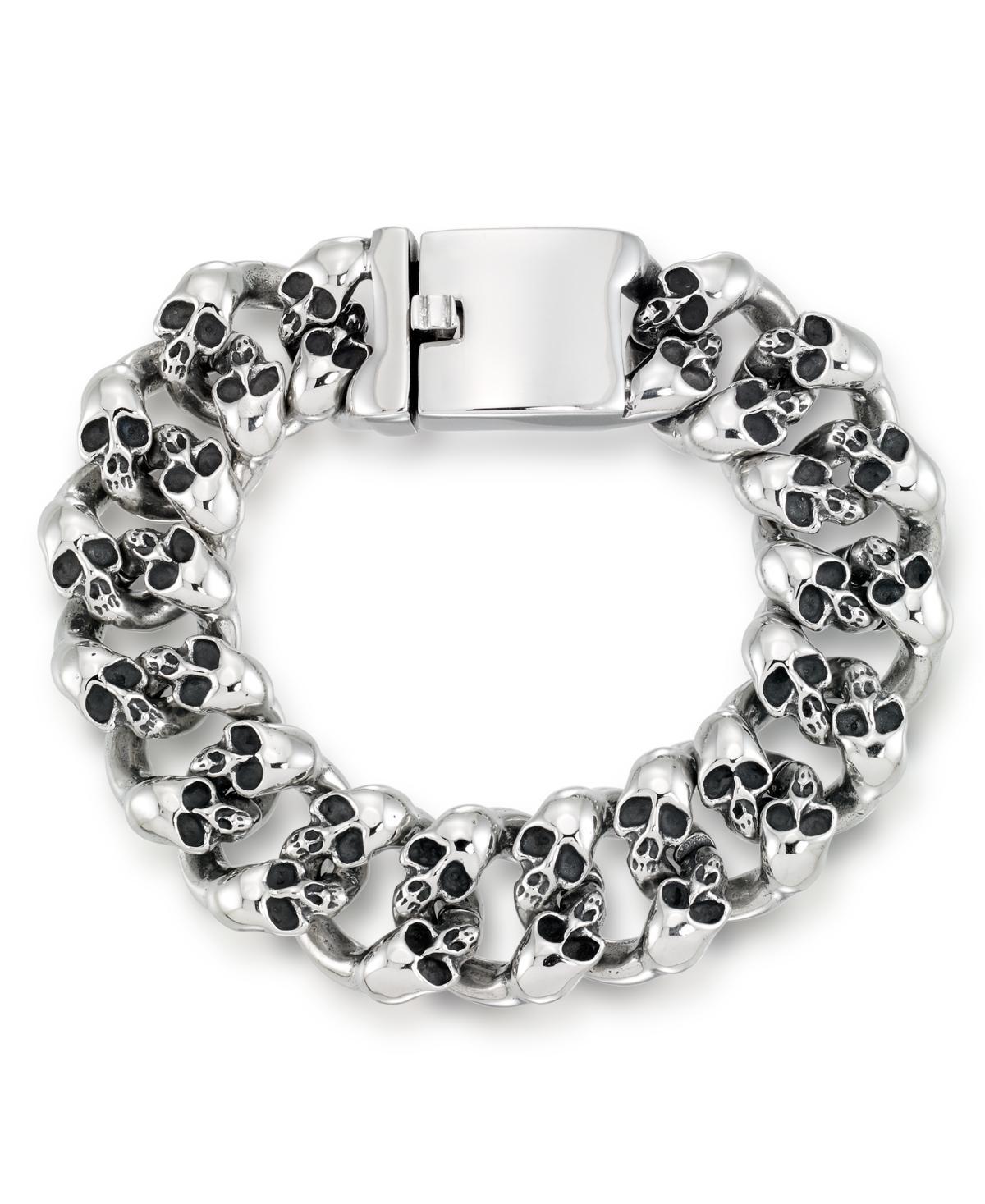 Mens Multi Skull Link Bracelet in Stainless Steel Product Image