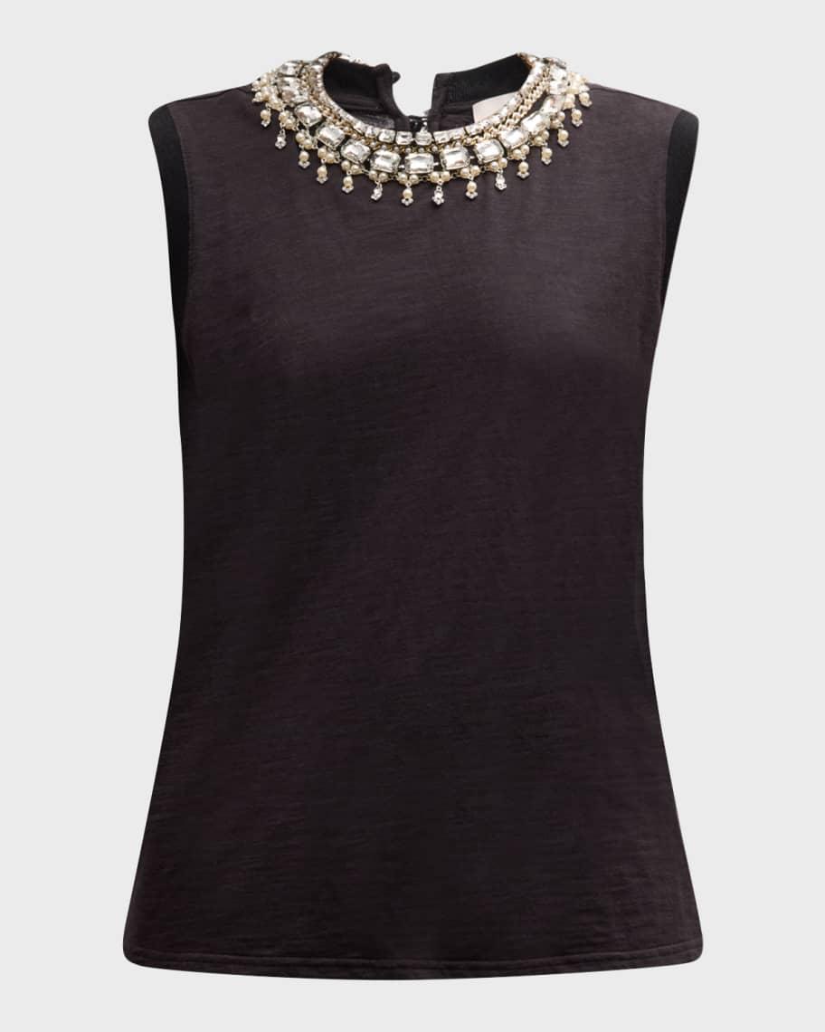 Faux-Pearl Necklace Brielle Cotton Tee Product Image